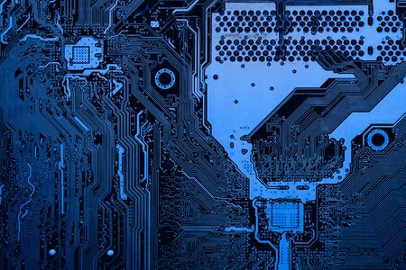 Abstract close up of Electronic Circuits in Technology on Mainboard computer background  (logic board,cpu motherboard,Main board,system board,mobo)の写真素材