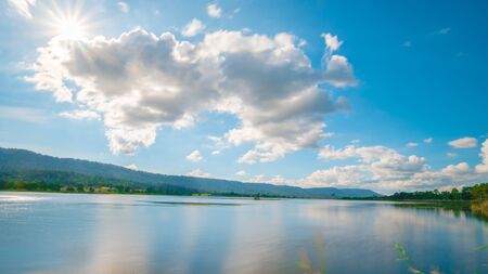 landscape clear blue sky,clouds with backgroundの写真素材