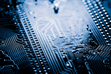 Abstract, close up of Electronic Circuits in Technology on Mainboard computer background  (logic...