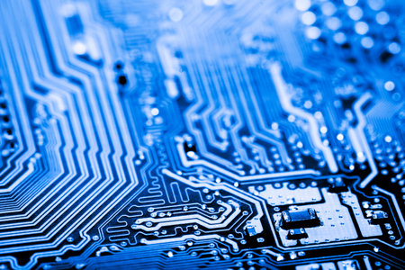 Abstract, close up of Electronic Circuits in Technology on Mainboard computer background  (logic...
