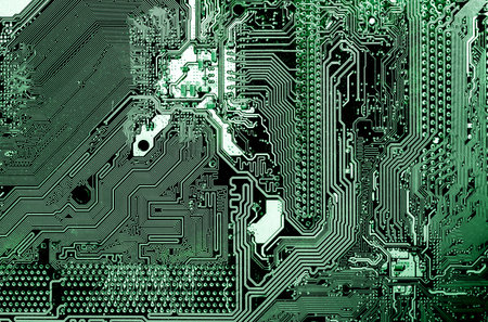 Abstract, Close up at electronic circuits, we see the technology of the mainboard, which is the important background of the computer. (logic board,cpu motherboard,Main board,system board,mobo)の写真素材