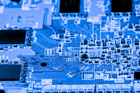 Abstract, close up of Circuits Electronic on Mainboard Technology computer background  (logic...
