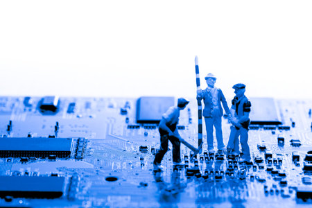 Abstract, close up of Circuits Electronic on Mainboard Technology computer background  (logic...