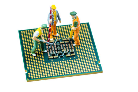 close up of Bitcoin money mining on graphic card,we see the technology of the mainboard,which is the...