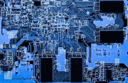 Abstract, close up of Circuits Electronic on Mainboard Technology computer background  (logic board,cpu motherboard,Main board,system board,mobo)の写真素材
