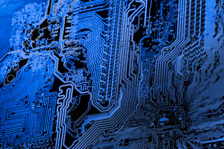Abstract, close up of Circuits Electronic on Mainboard Technology computer background  (logic...