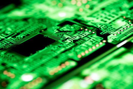 Abstract, close up of Circuits Electronic on Mainboard Technology computer background  (logic...