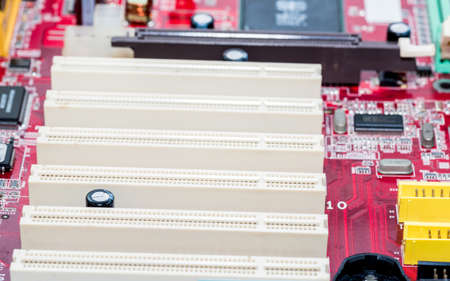 Abstract, close up of Circuits Electronic on Mainboard Technology computer background  (logic board,cpu motherboard,Main board,system board,mobo)の写真素材