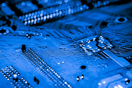 Abstract, close up of Circuits Electronic on Mainboard Technology computer background  (logic...