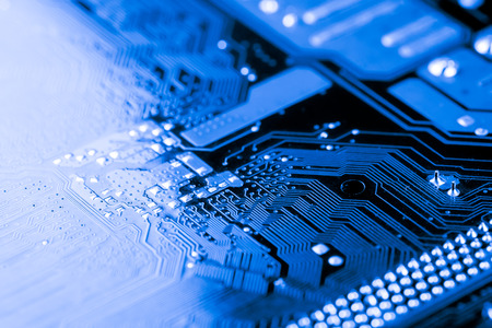 Abstract, close up of Circuits Electronic on Mainboard Technology computer background  (logic board,cpu motherboard,Main board,system board,mobo)の写真素材
