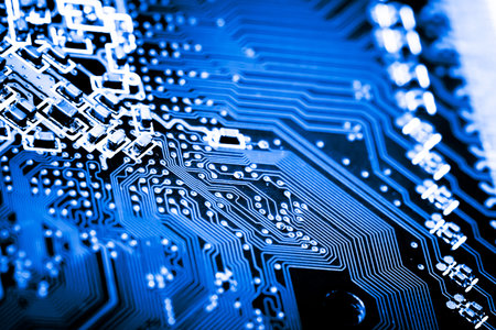 Abstract, close up of Circuits Electronic on Mainboard Technology computer background . (logic...