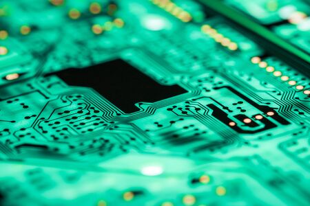 Abstract, close up of Circuits Electronic on Mainboard Technology computer background . (logic board,cpu motherboard,Main board,system board,mobo)の写真素材