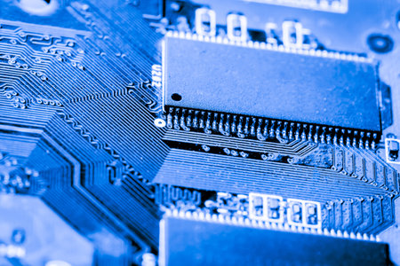Abstract, close up of Circuits Electronic on Mainboard Technology computer background . (logic...