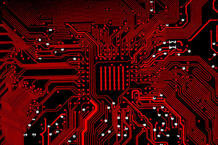Abstract, Close up at electronic circuits, we see the technology of the mainboard, which is the...