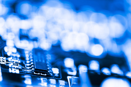 Abstract,close up of Circuits Electronic on Mainboard computer Technology background. (logic board,cpu motherboard,Main board,system board,mobo)の写真素材