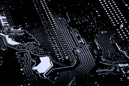 Abstract,close up of Circuits Electronic on Mainboard computer Technology background. (logic...