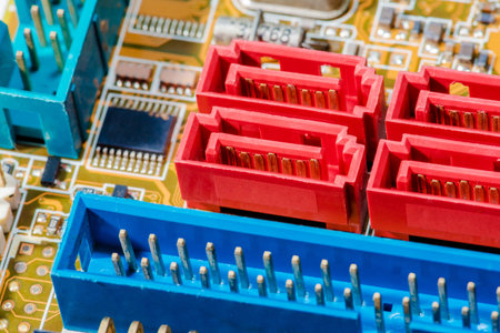 Abstract,close up of Circuits Electronic on Mainboard computer Technology background. (logic...
