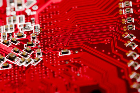Abstract,close up of Circuits Electronic on Mainboard computer Technology background. (logic...