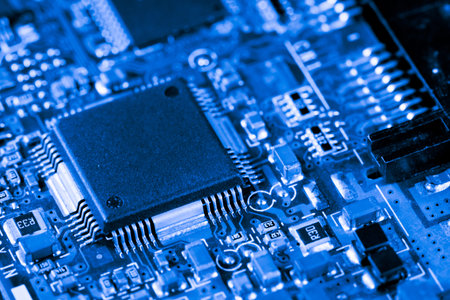 Abstract,Close up of Circuits Electronic on Mainboard computer Technology background. (logic...