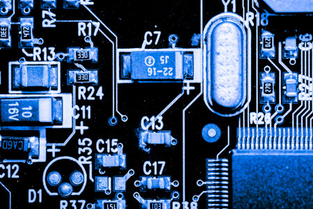 Abstract,Close up of Circuits Electronic on Mainboard computer Technology background. (logic...