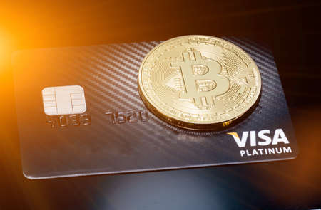 Golden Bitcoin moneyの写真素材