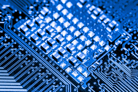 Abstract,close up of Circuits Electronic on Mainboard computer Technology background. (logic...