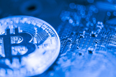 Golden Bitcoin moneyの写真素材