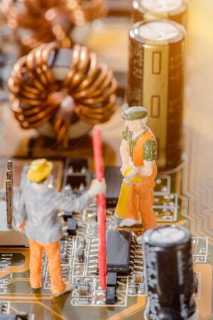 Abstract,close up of Circuits Electronic on Mainboard computer Technology background. (logic board,cpu motherboard,Main board,system board,mobo)の写真素材