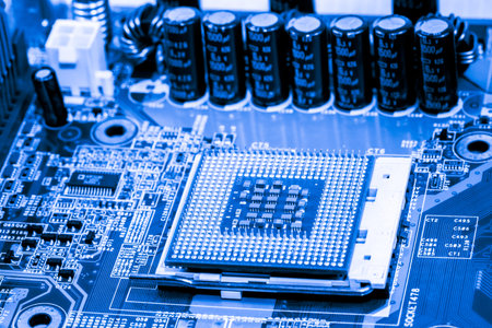 Abstract,close up of Circuits Electronic on Mainboard computer Technology background.