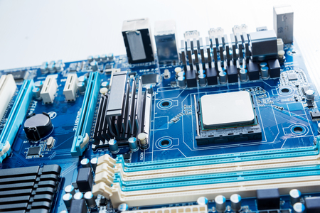 Abstract,close up of Circuits Electronic on Mainboard computer Technology background.の写真素材