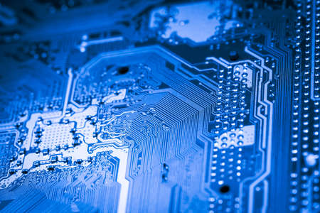 Abstract,Close up of Circuits Electronic on Mainboard computer Technology background. (logic board,cpu motherboard,Main board,system board,mobo)の写真素材