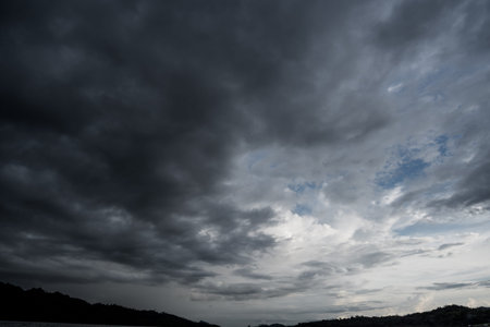 dark storm clouds with background,Dark clouds before a thunder-storm.