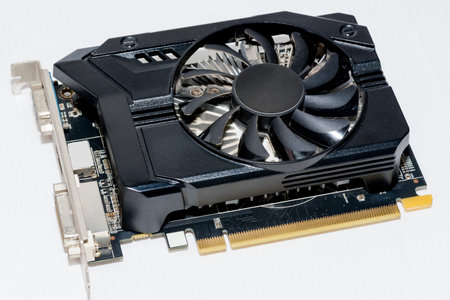 close up of graphic card computer .