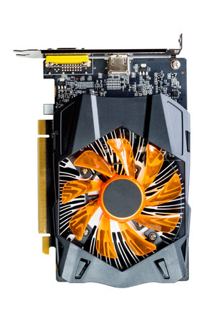 close up of video card (display card) isolated on white background.