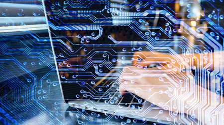 Computer use is vital to communication in the internet world.の写真素材