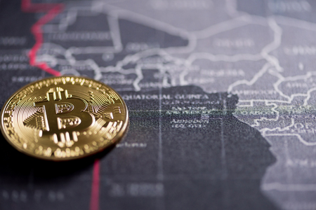 close up of Bitcoin money mining connect Internet Networkの写真素材