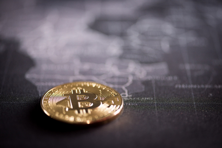 close up of Bitcoin money mining connect Internet Networkの写真素材