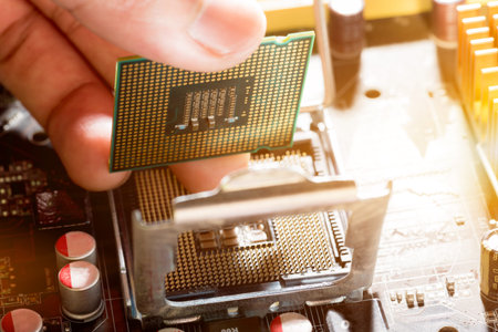 Abstract,close up of Mainboard Electronic computer background.