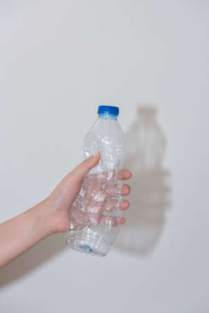 Plastic bottles waiting to be taken to recycle.の写真素材