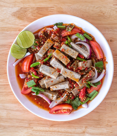 Spicy Seafood Salad, thai food (yum)の写真素材