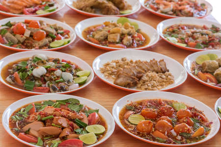 Spicy Seafood Salad, thai food (yum)の写真素材