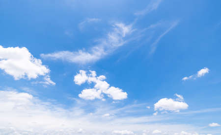 Panoramic view of clear blue sky and clouds, clouds with background.の写真素材