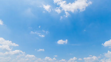 Panoramic view of clear blue sky and clouds, clouds with background.の写真素材