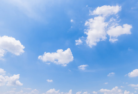 Panoramic view of clear blue sky and clouds, clouds with background.の写真素材
