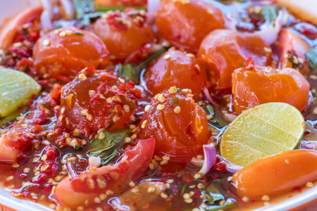 Spicy Seafood Salad, thai food (yum)の写真素材
