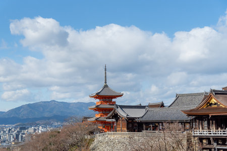 The most beautiful viewpoint of Kiyomizu-dera Temple is a popular tourist destination in Kyoto, Japan.のeditorial素材