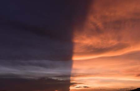 Panoramic view of sunset golden and blue sky nature background.
Colorful dramatic sky with cloud at...