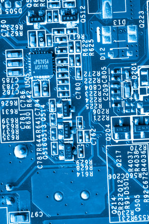 Abstract,close up of Mainboard Electronic background.
(logic board,cpu motherboard,circuit,system board,mobo)の写真素材