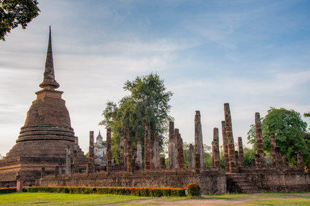 The most beautiful Viewpoint Historic temple of Sukhothai Historical Park, Thailand.の写真素材