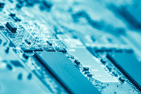 Abstract,close up of Mainboard Electronic background.
(logic board,cpu motherboard,circuit,system...